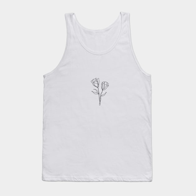 Wildflower Line Art | Floral Botanical Minimalist Lineart Tank Top by RachelFCreative